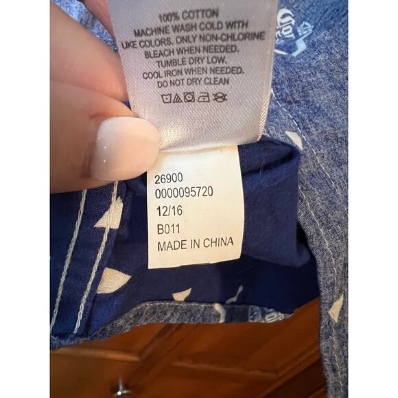 Corona Men's Reverse Print Aloha Button Down Shirt Short Sleeve Blue Size L - Picture 6 of 9